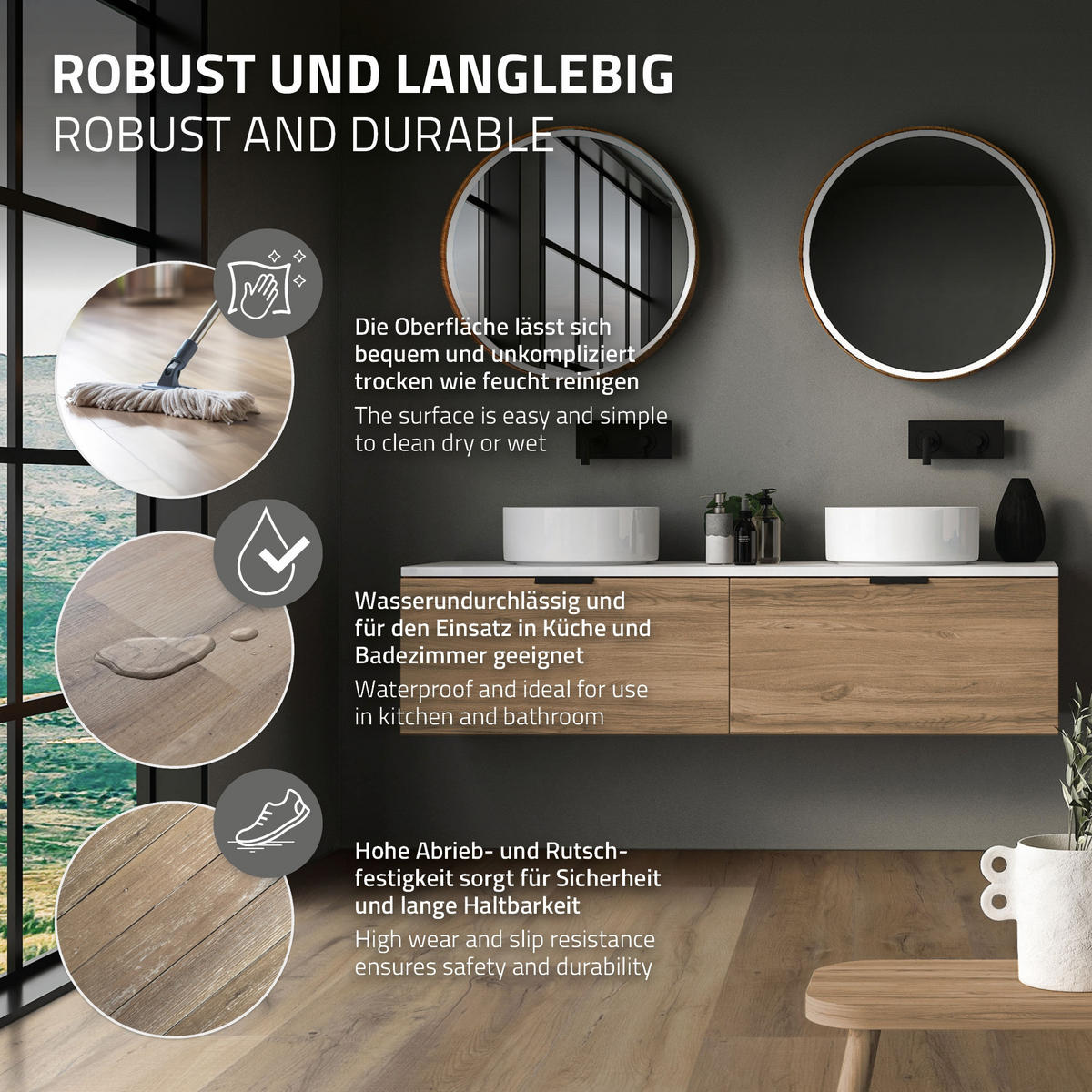 VINYLOVÁ PODLAHA s klikovým systémem 1,54 m²/7 lamel, PVC podlahová krytina, dub rustikální světlý, vzhled dřeva - barva dubu, plast/umělá hmota (122/18/0.42cm) - ML-DESIGN
