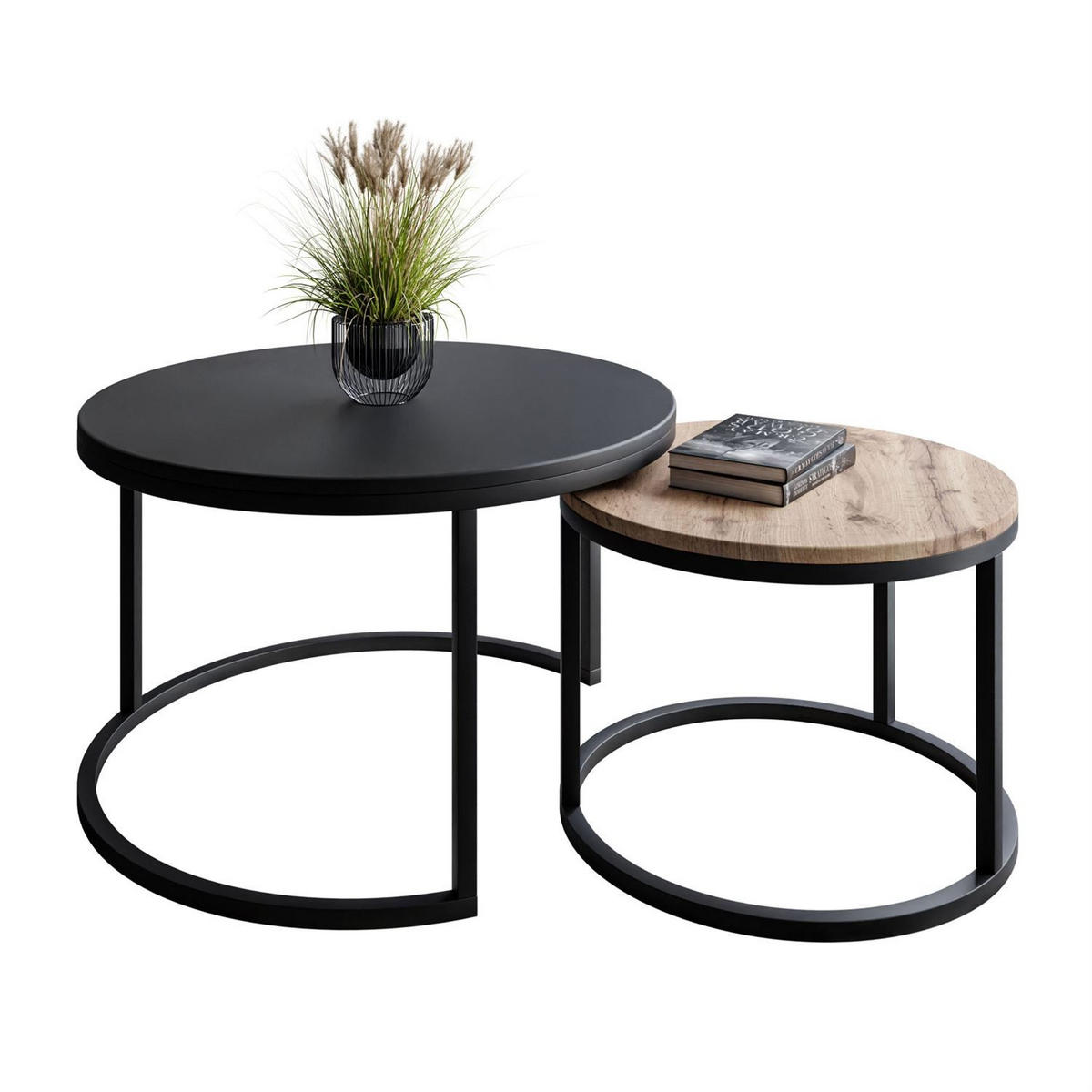 COUCHTISCH CIRI MIX SLIM 2-in-1 - Schwarz, Holzwerkstoff (70/70/48cm) - Lookway