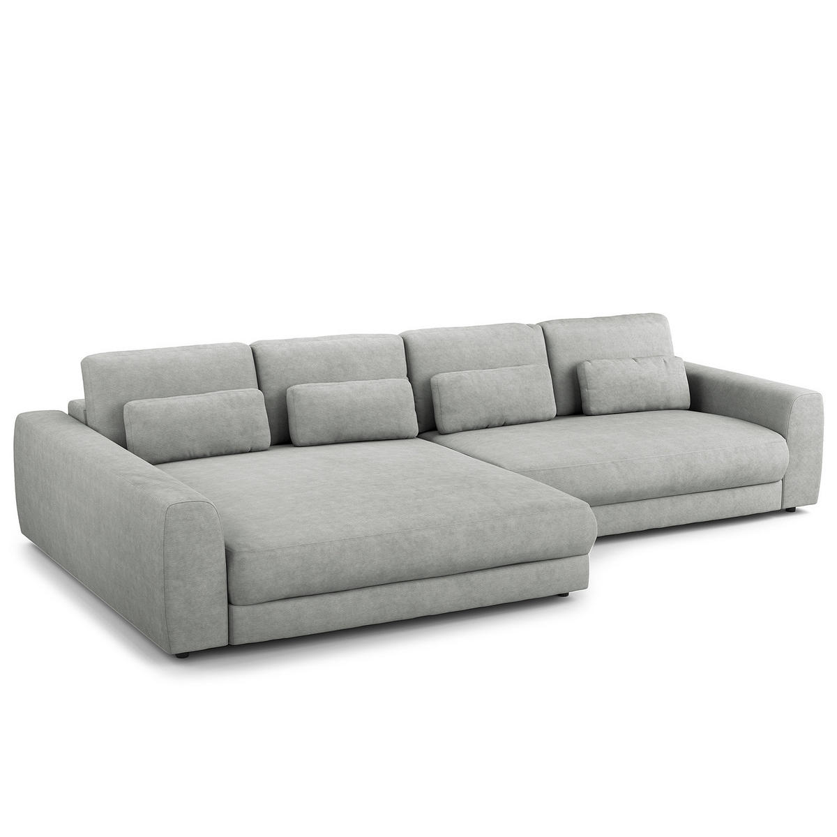 ECKSOFA mit XXL-Longchair - Schwarz/Grau, Kunststoff/Textil (323/182cm) - home24