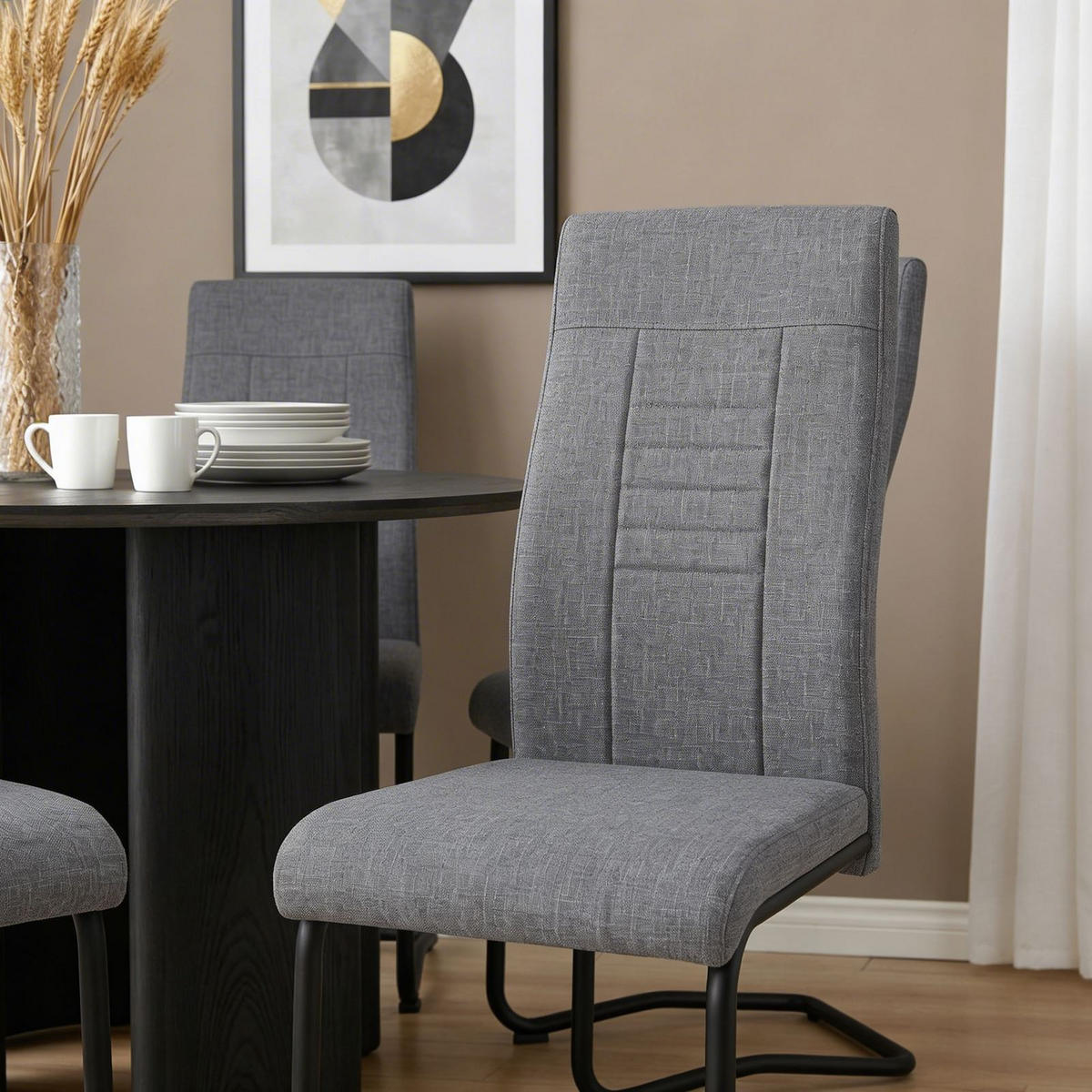 ESSZIMMERSTUHL ALBA 4er-Set grau/schwarz - Schwarz/Grau, Textil (43/98/60cm) - CARO-Möbel