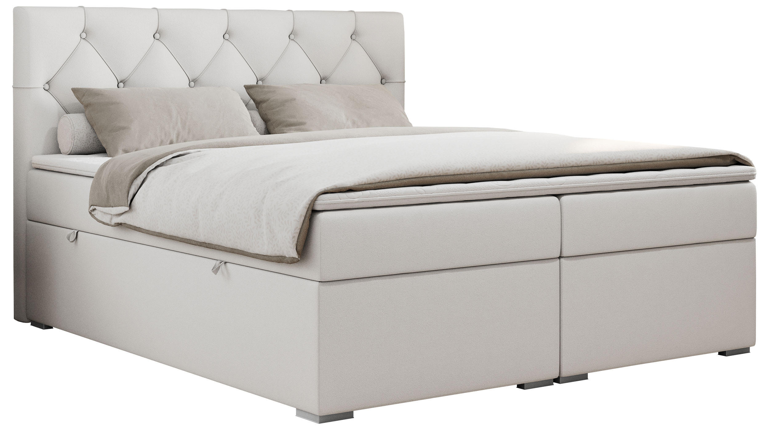 BOXBETT ALDA 120/200 Weiß Kunstleder - H3 - Weiß, Holz/Textil (120/200cm) - MKS