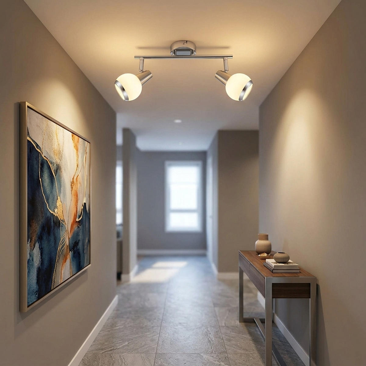 LED DECKENLEUCHTE Karde Chrom Silber - Silberfarben, Glas (30/8/15cm) - Globo Lighting