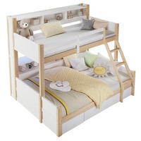 ETAGENBETT 90x200/140x200 cm Weiß/Natur mit LED-Beleuchtung und Stauraum - Weiß, Holz (90/200cm) - Flora Grace