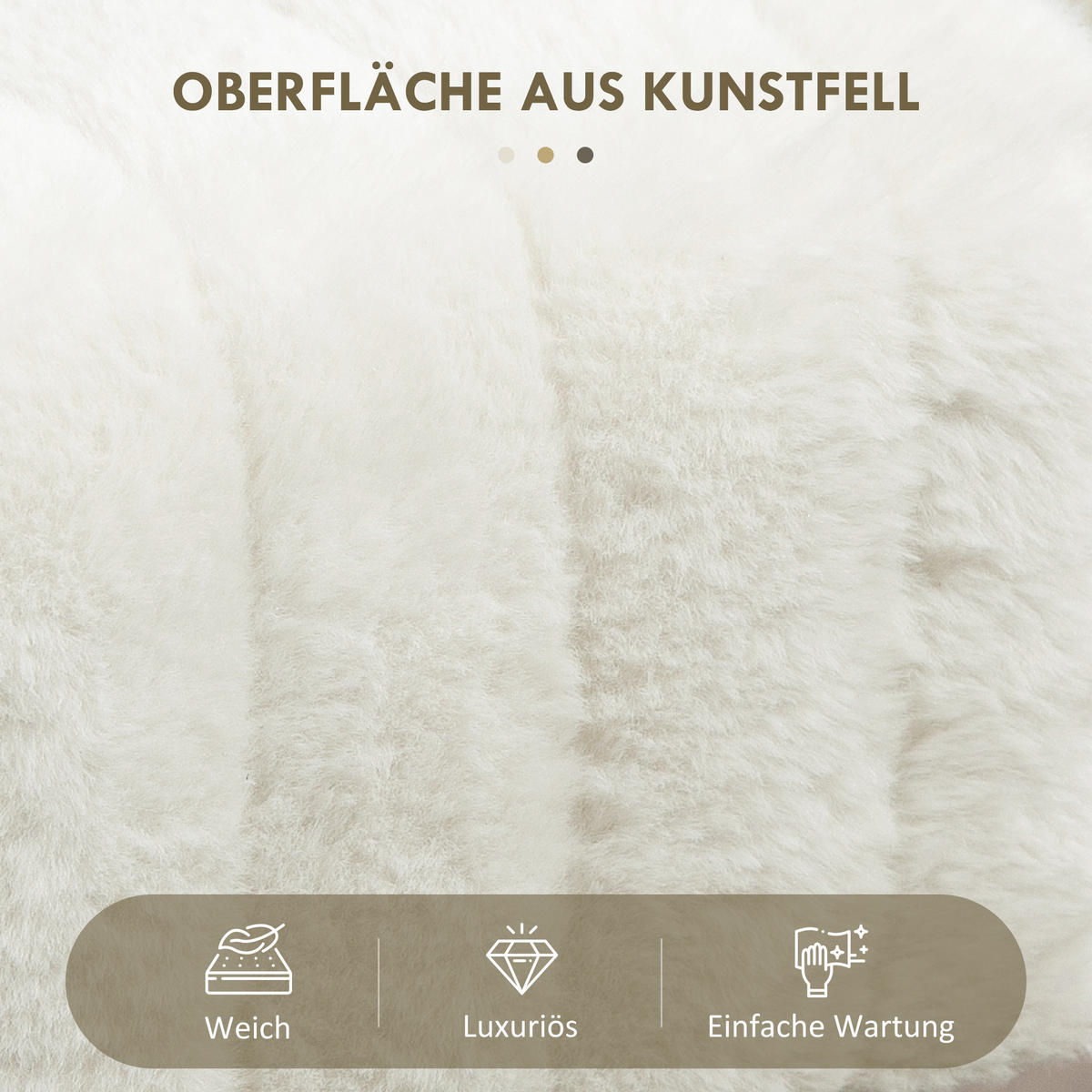 SITZBANK, Polsterbank mit Kunstfell-Optik, Metallbeine, Schuhbank für Flur Creme - Creme, Kunststoff (30/47/82cm) - HOMCOM