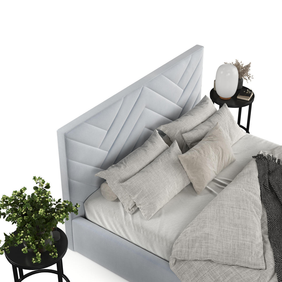 POLSTERBETT Arco 140/200 cm Hellgrau im Paros Stoff - Hellgrau/Schwarz, Holz/Holzwerkstoff (140/200cm) - AltaBeds