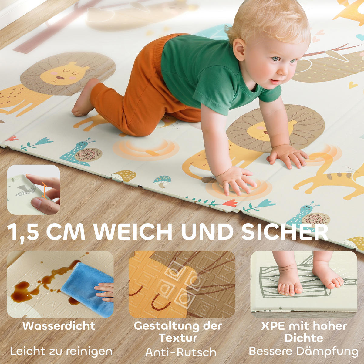 SPIELMATTE DE-10806 doppelseitig & faltbar Mehrfarbig - Multicolor, Kunststoff (176/196cm) - ComfortXL