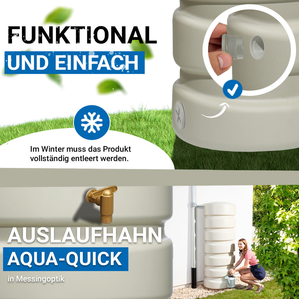 WANDTANK-SET 2600 L sandbeige 4 x 650 L inkl. Verbindungsset - Beige, Kunststoff (350/192/60cm) - 4rain