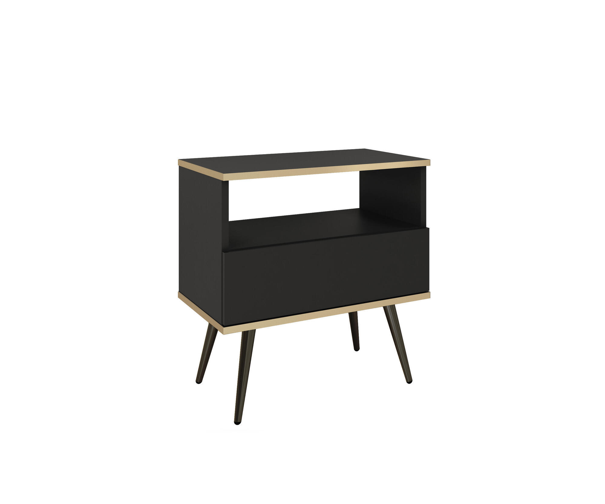 NACHTTISCH ORO Schwarz 54x39x59 cm - Schwarz, Holzwerkstoff (54/59/39cm) - FURNLUX