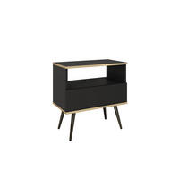 NACHTTISCH ORO Schwarz 54x39x59 cm - Schwarz, Holzwerkstoff (54/59/39cm) - FURNLUX