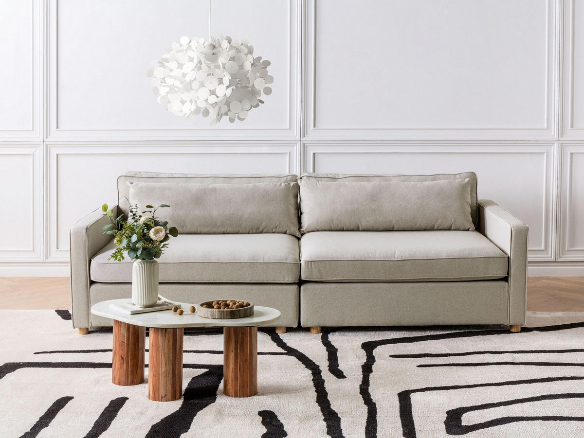 3-SITZER-SOFA beige Vinstra - Hellbraun/Beige, Textil (250/80/125cm) - Beliani