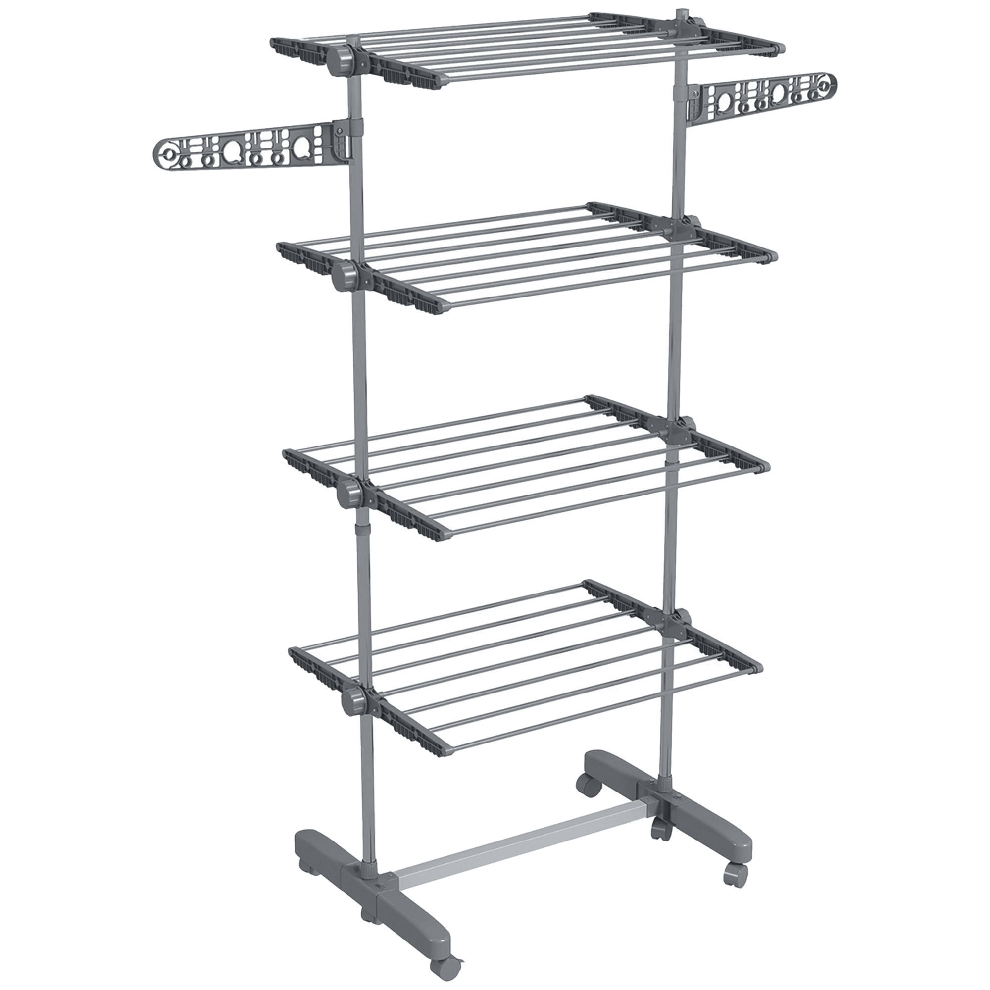WÄSCHESTÄNDER Edelstahl ABS Grau - Weiß/Grau, Kunststoff/Metall (55/172/142cm) - HOMCOM