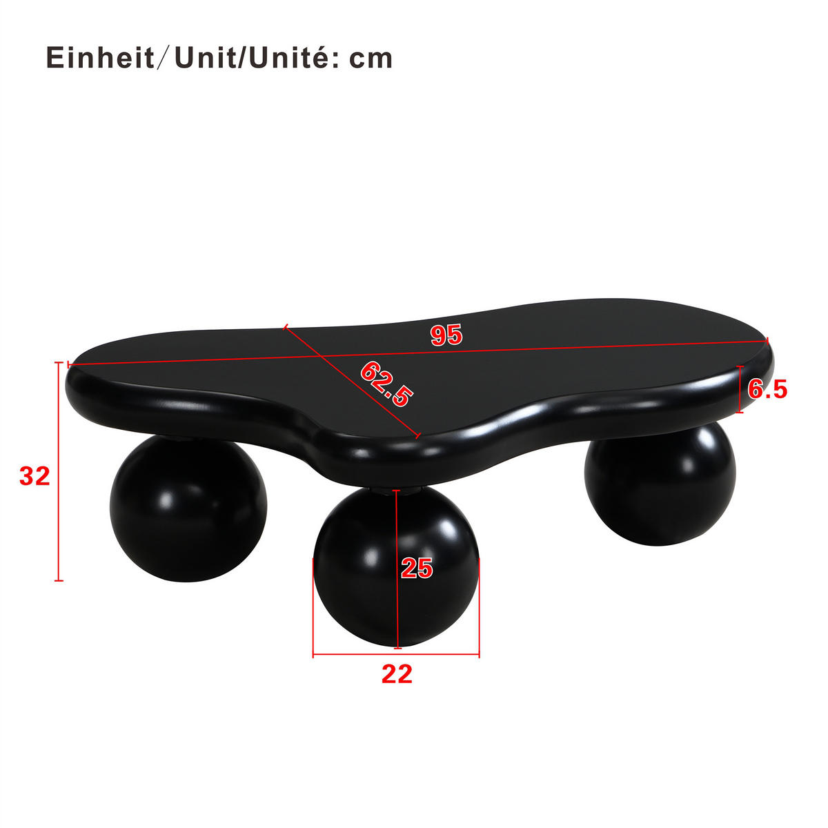 COUCHTISCH Wolkenstil schwarz 95/32 cm mit LED-Beleuchtung 16 Farben - Schwarz, Holzwerkstoff (95/62.5/32cm) - OKWISH