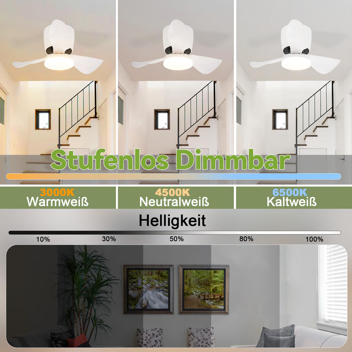 DECKENVENTILATOR Pyndar 70/70/25 cm - Weiß, Metall (70/70/25cm) - ZMH
