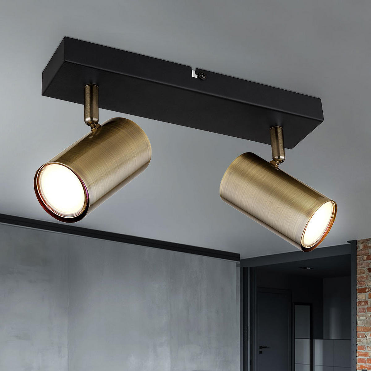 DECKENLEUCHTE Metall Messing gebürstet - Messingfarben, Metall (26/6/12cm) - Globo Lighting