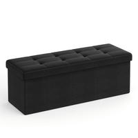 TRUHENBANK Dunkelblau Schwarz 110x38 cm mit Stauraum - Schwarz, Holzwerkstoff (110/38/38cm)