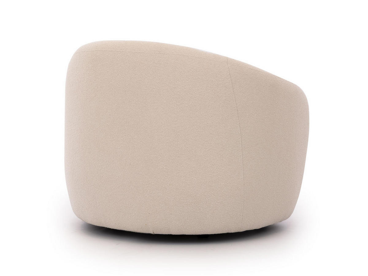SESSEL Roundi Cremeweiß Bouclé - Creme/Schwarz, Holz/Kunststoff (90/76/80cm) - S-Style Möbel