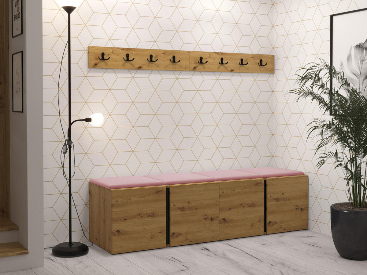 GARDEROBEN-SET Orion VII - Eiche Artisan/Rosa, Holzwerkstoff/Kunststoff (168/42/46cm) - MIRJAN24