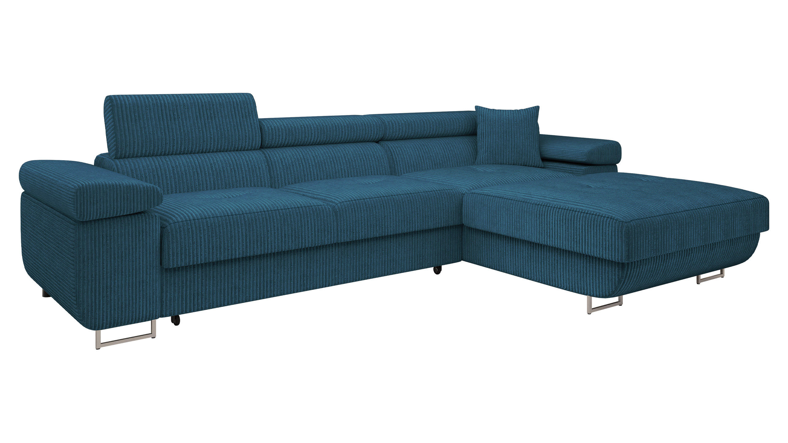 ECKSOFA Torezio Mini Cord, Seite: Rechts - Blau, Holz/Textil (280/170cm) - MIRJAN24