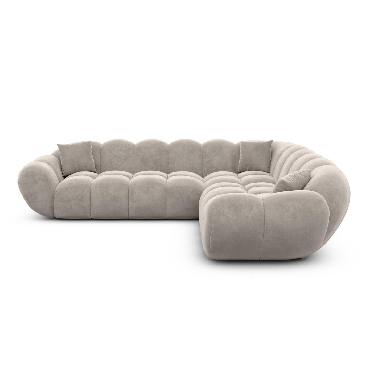 ECKSOFA Liva Sand Samtstoff - Sandfarben, Textil (258/258cm) - VAROYAL