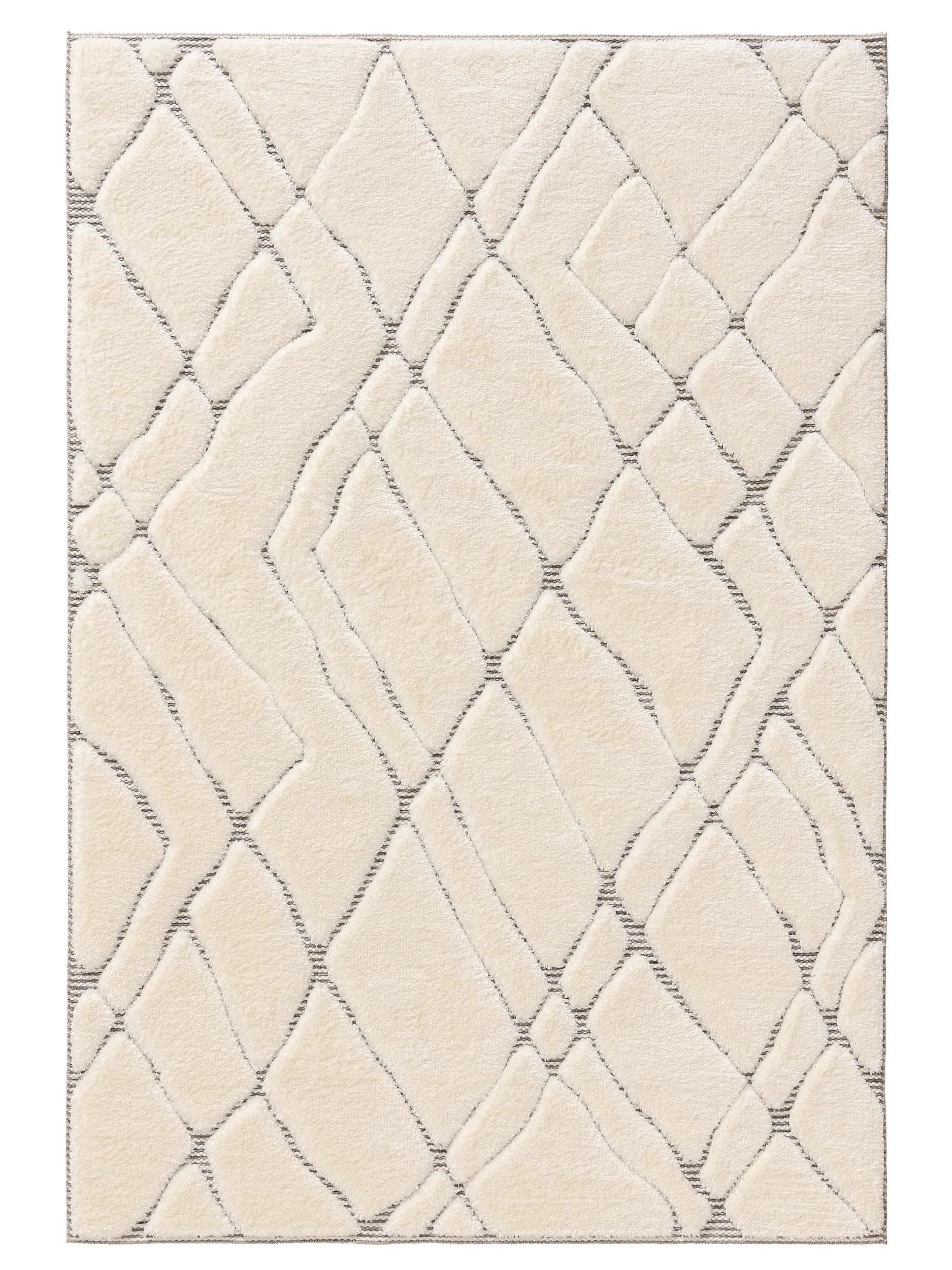 benuta Teppich Creme, Grau 120x170 cm