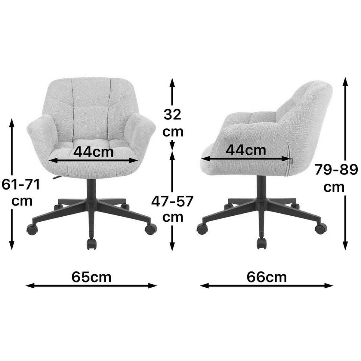 BÜROSTUHL Mika-Nuri - Creme/Schwarz, Textil/Metall (65/78/66cm) - DUBI Möbel