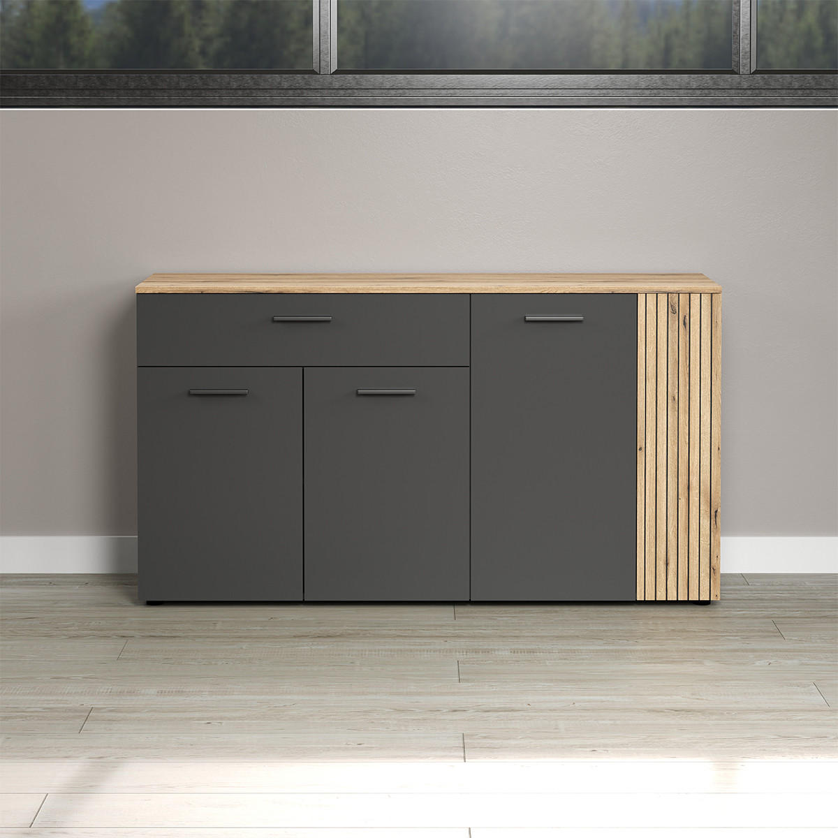 SIDEBOARD Esteban Anthrazit - Anthrazit, Holzwerkstoff (150/83/42cm) - Trendteam