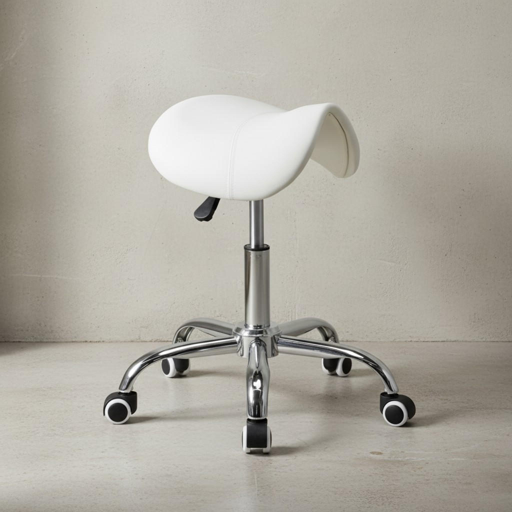 SATTELHOCKER höhenverstellbar mit 100 kg Belastbarkeit BEVANO, Weiß 60x60x60 cm - Silberfarben/Weiß, Kunststoff/Textil (60/60/60cm) - KADIMA DESIGN