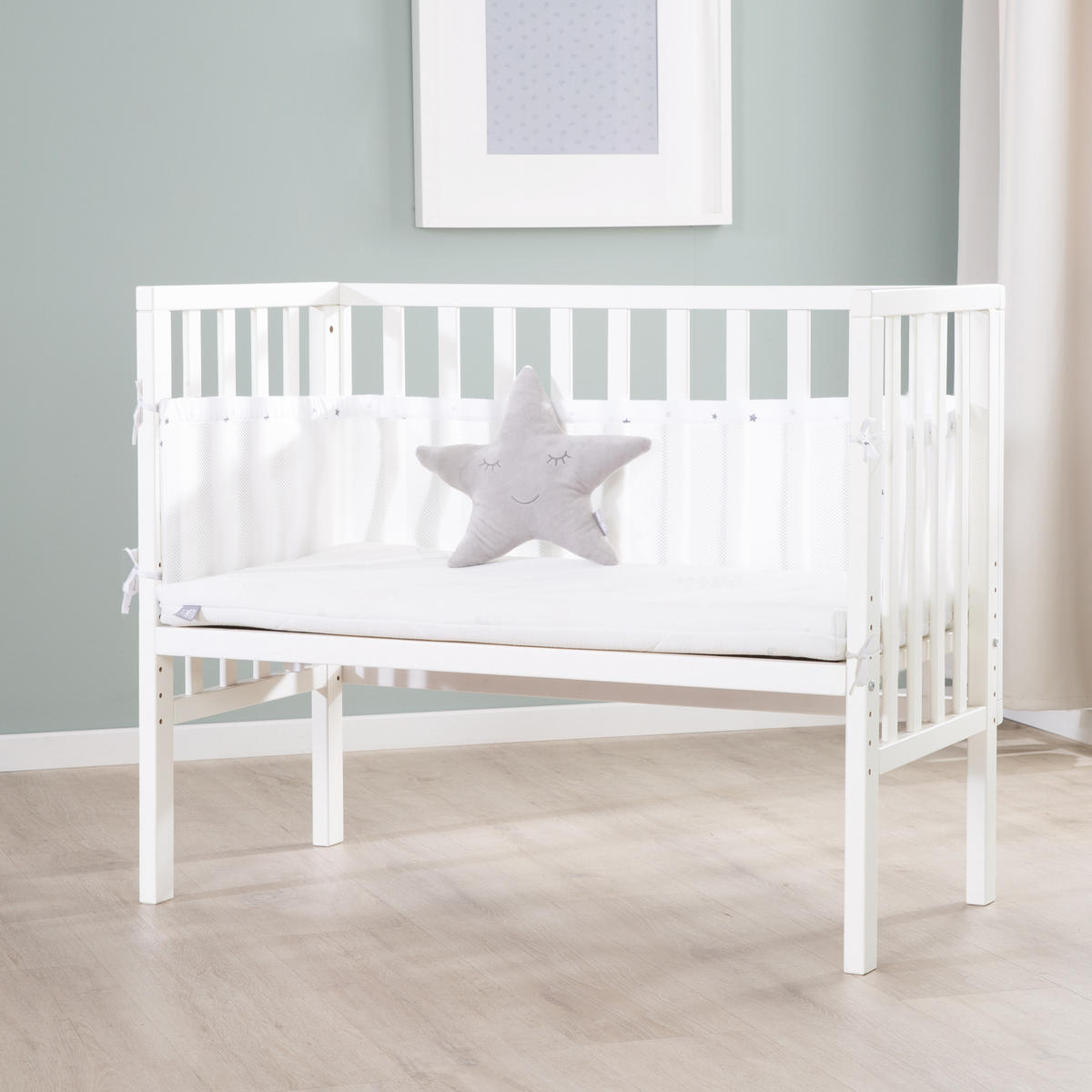 BEISTELLBETT Sternenzauber grau 2in1 Set 90 x 45 cm - Creme/Weiß, Holzwerkstoff (45/90cm) - Roba