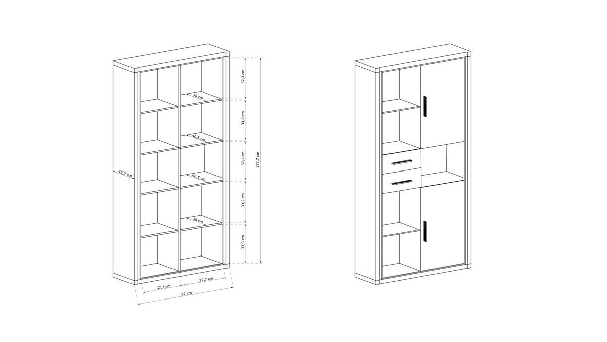 BÜCHERREGALE MALAGA 97 / 192 / 45 cm Sonoma Eiche - Sonoma Eiche, Holzwerkstoff (97/192/45cm) - MASSENO