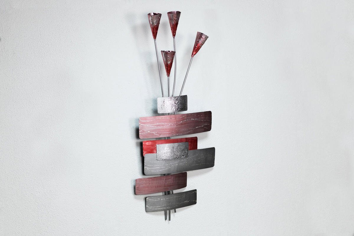 WANDDEKO Rot 38/80 cm - Rot/Grau, Metall (1.2/80/6cm) - KUNSTLOFT