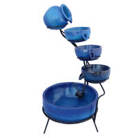 SOLAR-KASKADENBRUNNEN mit Akku - Blau, Keramik (44/50/44cm) - Monstershop
