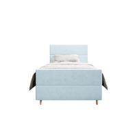 BOXBETT FLO PLUS 90x200 Itaka 13, mit Matratze H3, Bonell und Topper, Hellblau - Hellblau, Holz/Textil (90/200cm) - Bedante