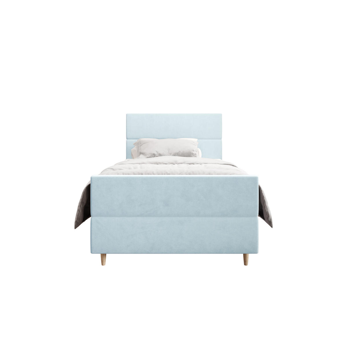 BOXBETT FLO PLUS 90x200 Itaka 13, mit Matratze H3, Bonell und Topper, Hellblau - Hellblau, Holz/Textil (90/200cm) - Bedante