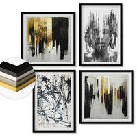 WANDBILDER 4er-Set - 50x50 cm & 40x60 cm Schwarzer Rahmen - Kontrastierende abstrakte Porträts - Schwarz, Kunststoff (50/50cm) - ArtPrintCave
