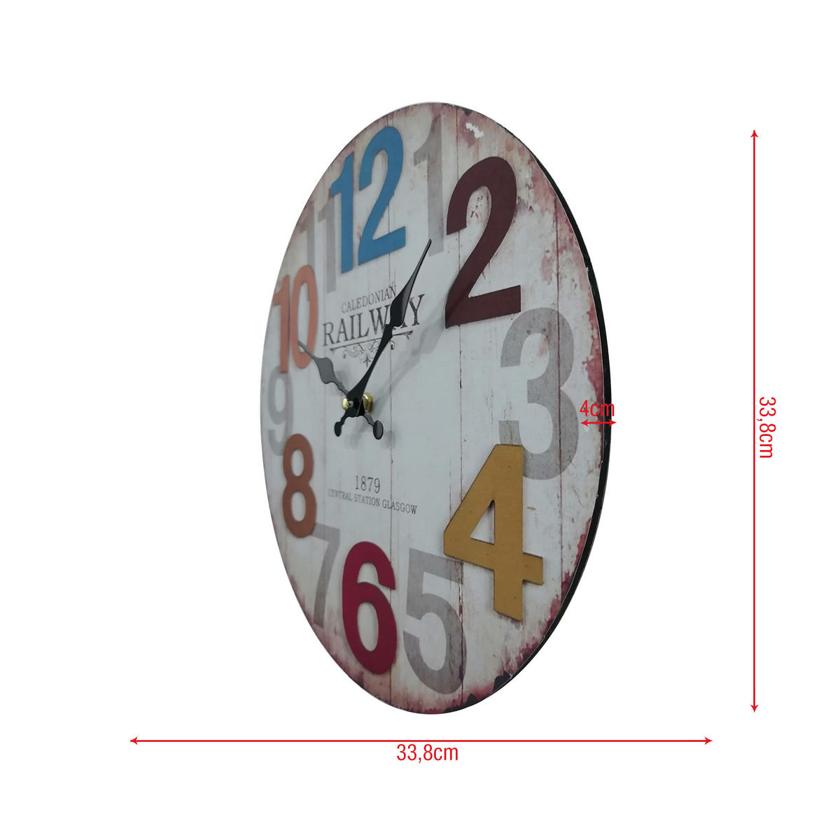 WANDUHR Mehrfarbig 4/34/34 cm - Multicolor, Holzwerkstoff (4/34/34cm) - Mobili Rebecca