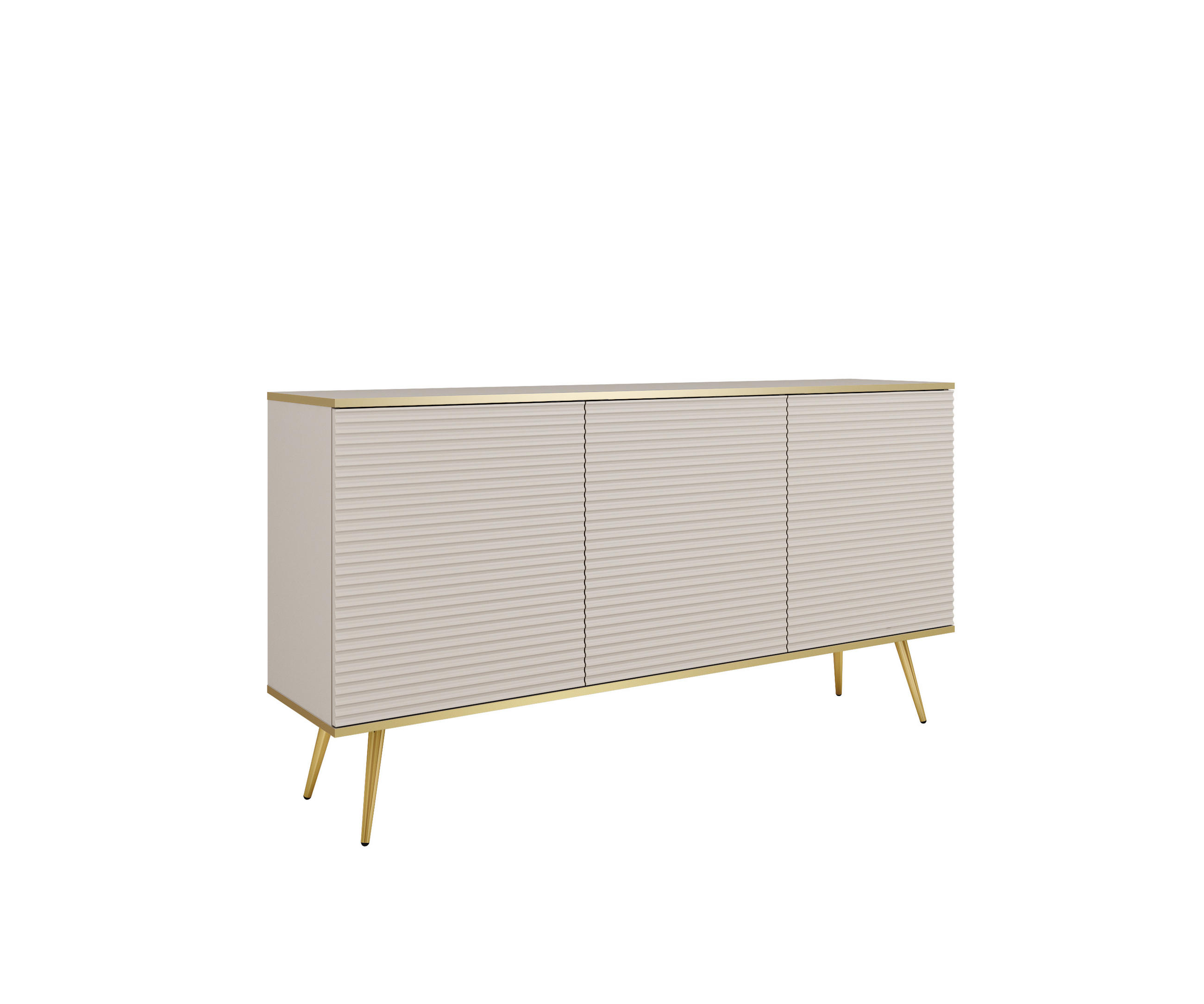 SIDEBOARD: beige mit goldenen Beinen, 160 x 85 x 39 - Beige, Holzwerkstoff (160/85/39cm) - 3XE LIVING