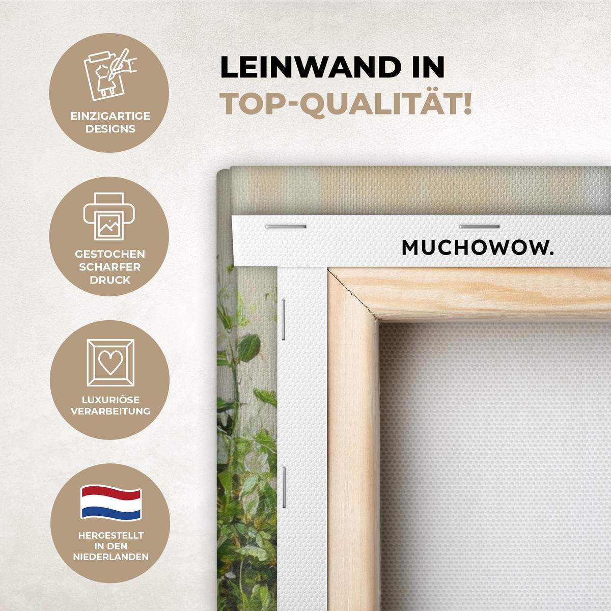 LEINWANDBILD Töpfe - Kräuter - Holz 30x40 cm - Terracotta, Textil (30/40cm) - MuchoWow