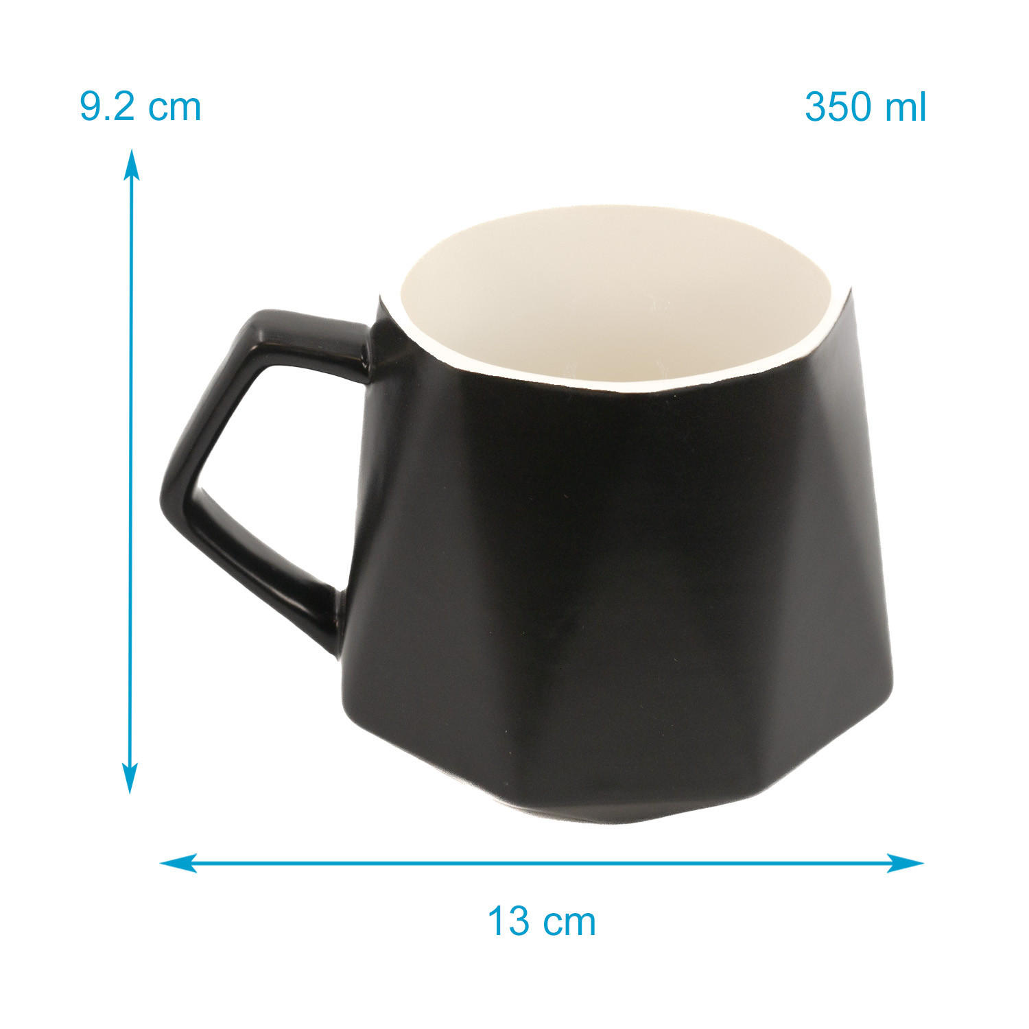 TEETASSE in Feinschliff Optik 350 ml - Schwarz, Keramik (0.35L) - Intirilife