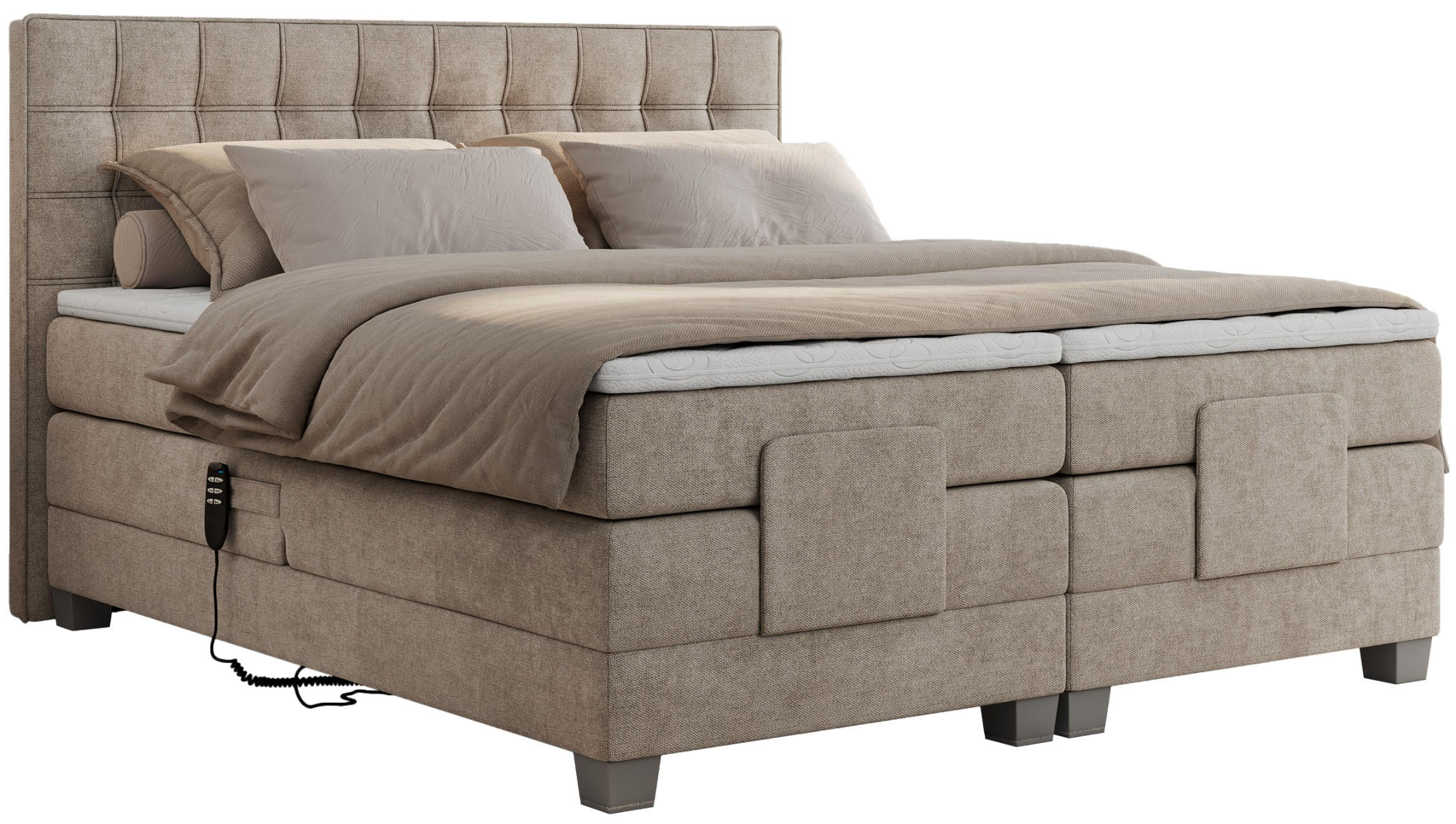 BOXBETT ELEKTRO 140/200 Beige Struktur - H3 - Beige, Holz/Textil (140/200cm) - MKS