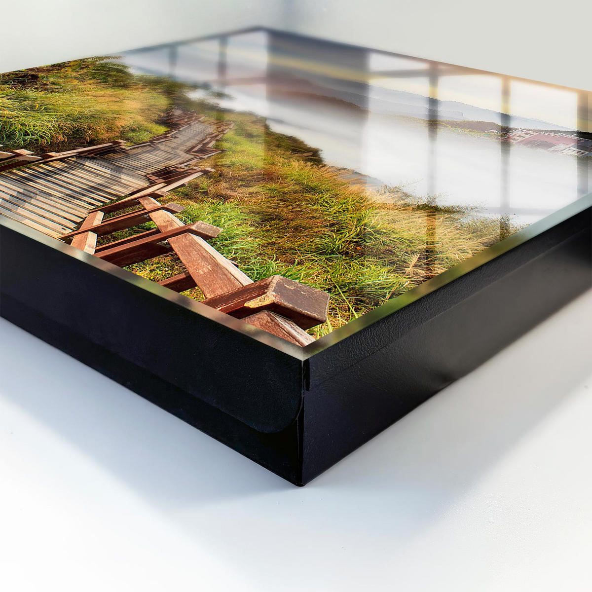SCHLÜSSELBOX Schwarz 30x30 cm- Türöffnung nach rechts - Bergzauber - Grün, Metall (30/30/5cm) - TULUP