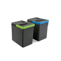 RECYCLINGBEHÄLTER für Küchenschublade, Höhe 216mm, 2x6Liter, Kunststoff anthrazitgrau 2er-set - Anthrazit, Kunststoff (15.5/22/21.6cm) - EMUCA