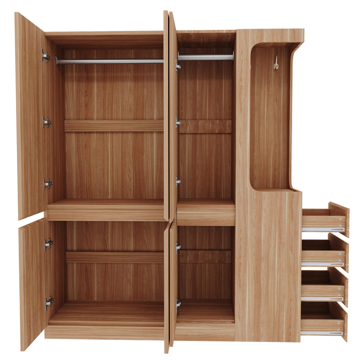 KLEIDERSCHRANK 140x40x170cm Schubladen Stauraum Holz Rechts - Naturfarben, Holz (140/170/40cm) - FLIEKS