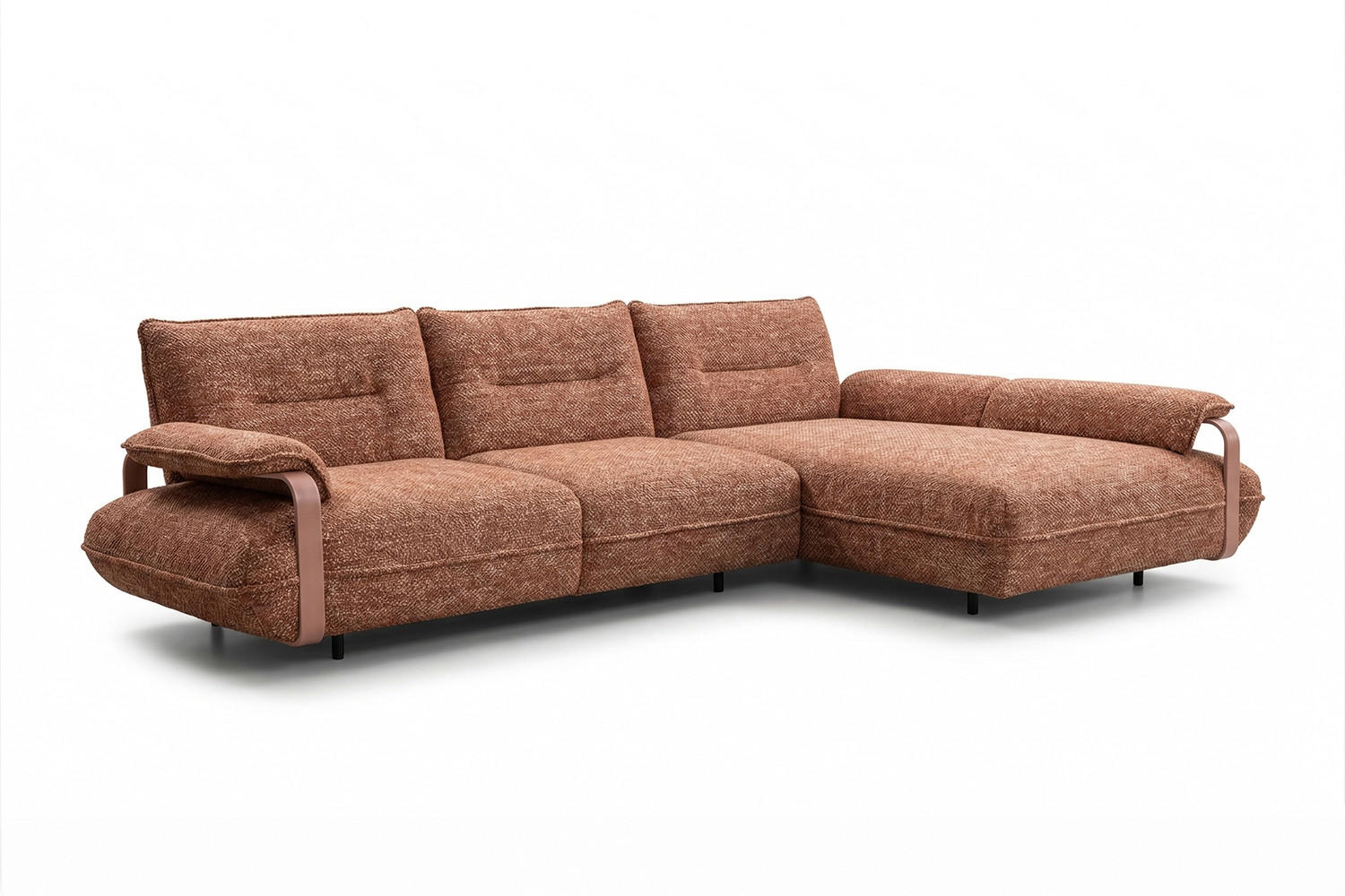 ECKSOFA ANISSA Braun Flachgewebe - Dunkelbraun/Schwarz, Kunststoff/Textil (185/297cm) - KAWOLA