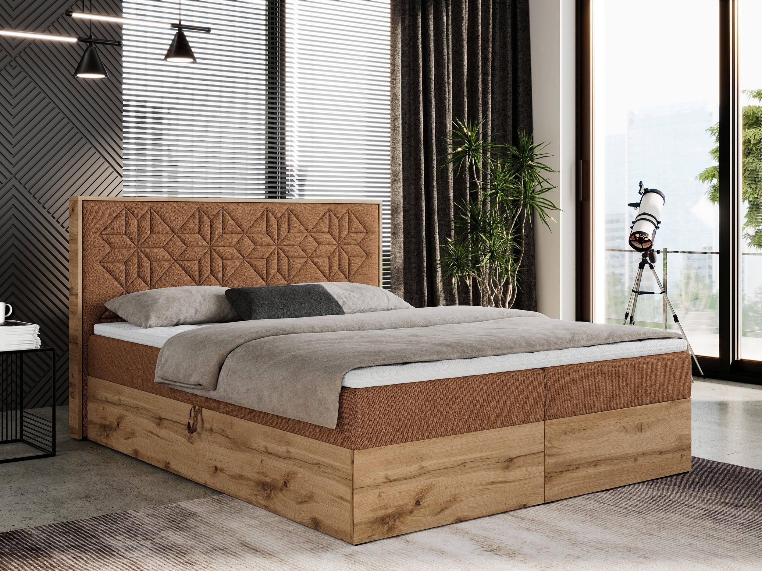 BOXBETT NESSI - 160/200 Orange Struktur - H3 - Orange, Holz/Textil (160/200cm) - MKS