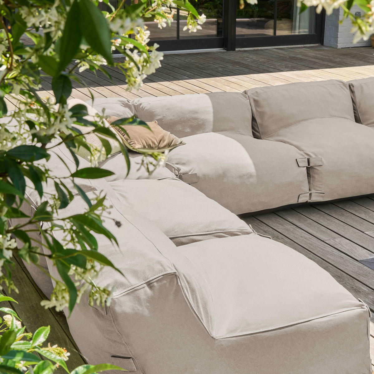 GARTENSOFA 8-tlg., Sandfarbe - Beige, Textil (85/65/160cm) - Oviala
