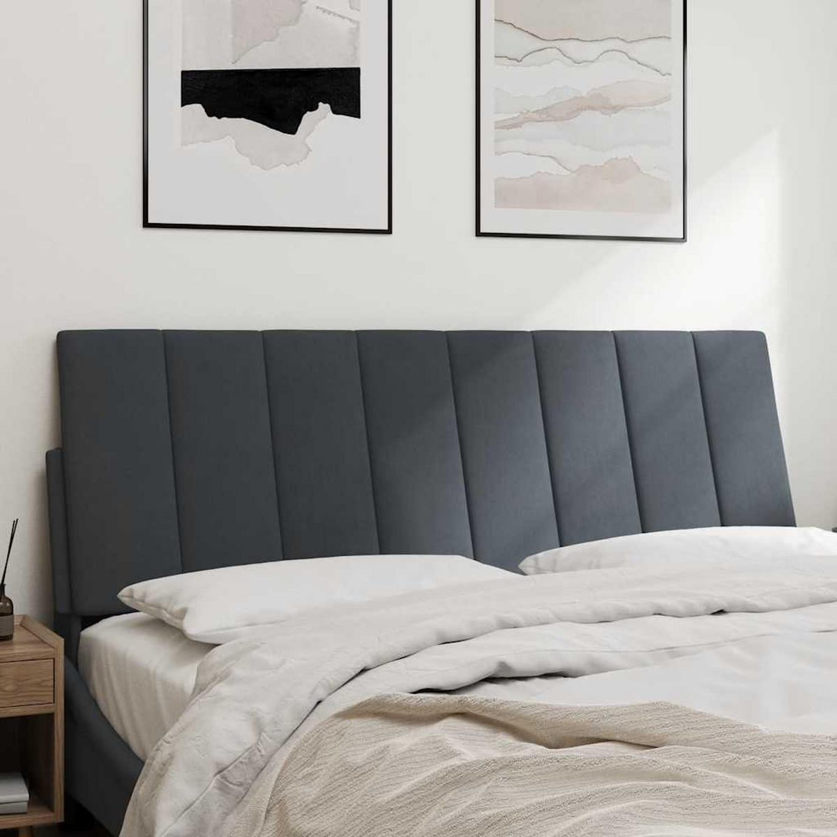KOPFTEIL-KISSEN Dunkelgrau 140 Cm Samt - Dunkelgrau, Naturmaterialen - vidaXL