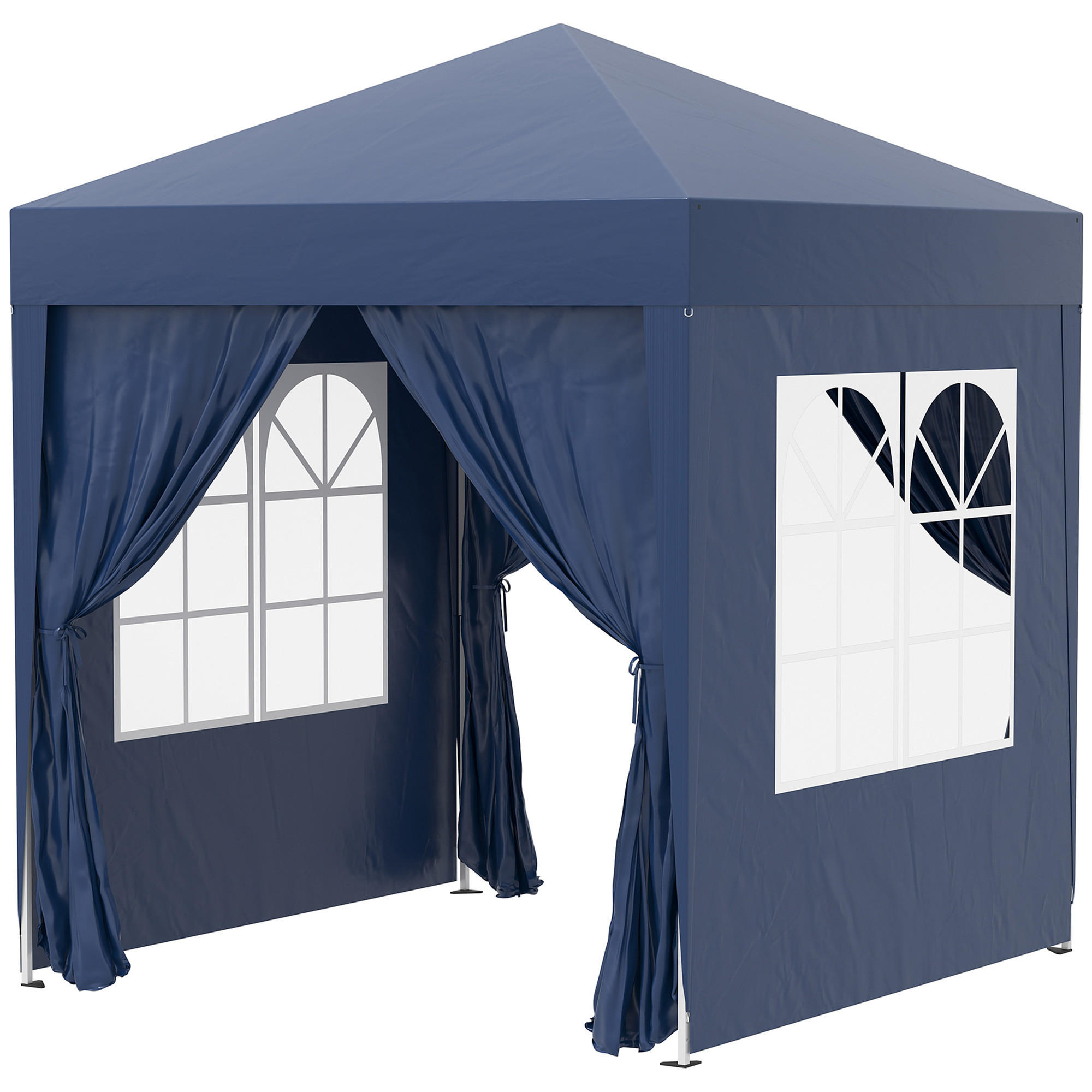 FALTPAVILLON, Weiß+Schwarz, Stahl, Oxford-Stoff - Blau, Metall (2/2.4/2cm) - Outsunny