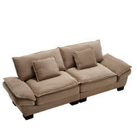 SOFA 2-Sitzer mit Kissen aus Velvet Khaki 224/81/81 cm - Naturfarben, Textil (224/81/81cm) - OKWISH