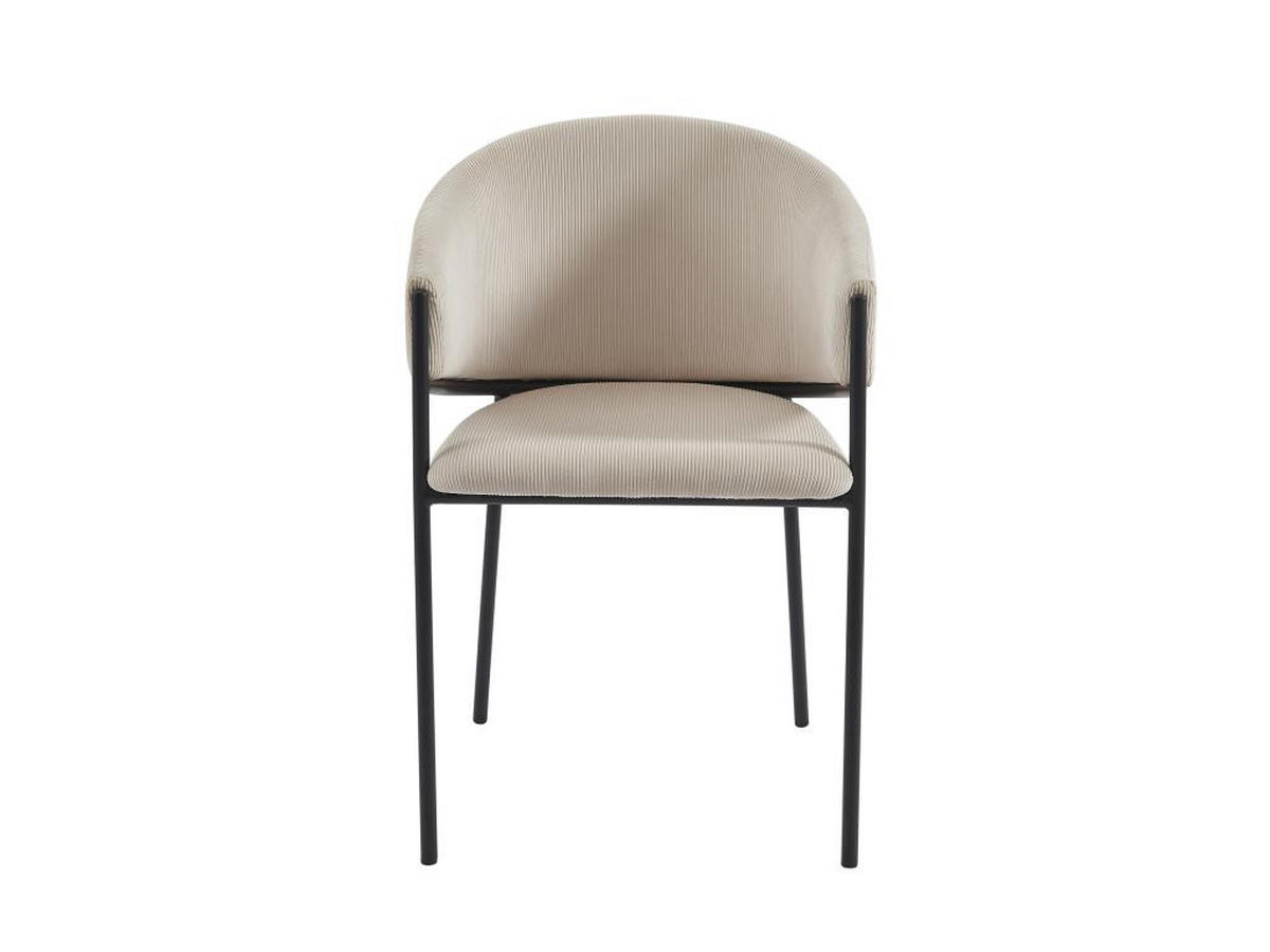 STUHL mit Armlehnen 6er-Set - Cord & Schwarzes Metall - Cremefarben - ORDIDA - Creme, Textil (61/80/53cm) - Pascal Morabito