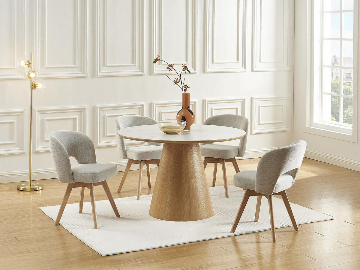STUHL - 54 x 60.5 - stoff - cremefarben Gustavy - Creme, Textil (54/79/60.5cm) - Vente-Unique